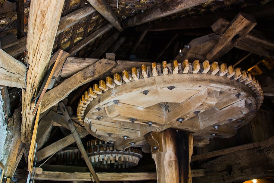 mill-wheel, wood - material, no people, architecture, indoors HD wallpaper