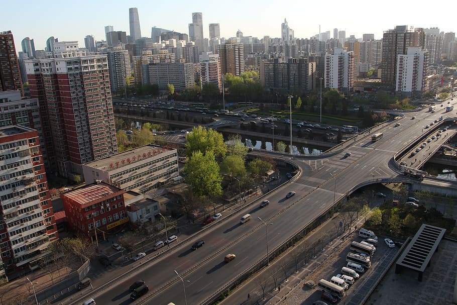 beijing, street view, cityscape, building exterior, built structure, HD wallpaper