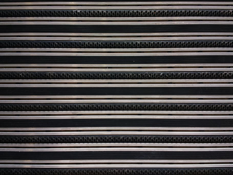 black and gray wallpaper, floor mat, stripes, metal, rubber, horizontal, HD wallpaper