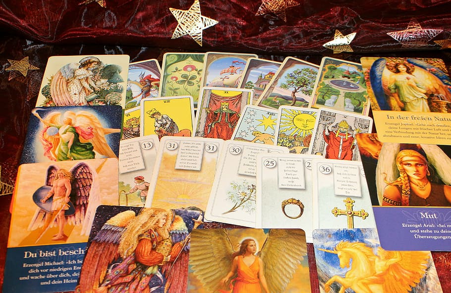 assorted-color post card lot, oracle cards, fortune telling, future interpretation, HD wallpaper