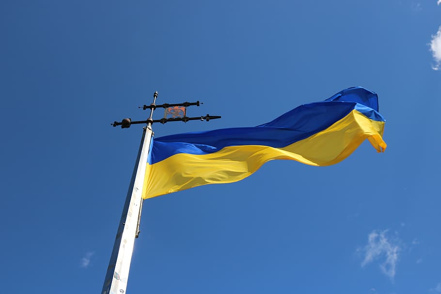 flag, ukraine, sky, blue, wind, patriotism, environment, low angle view HD wallpaper