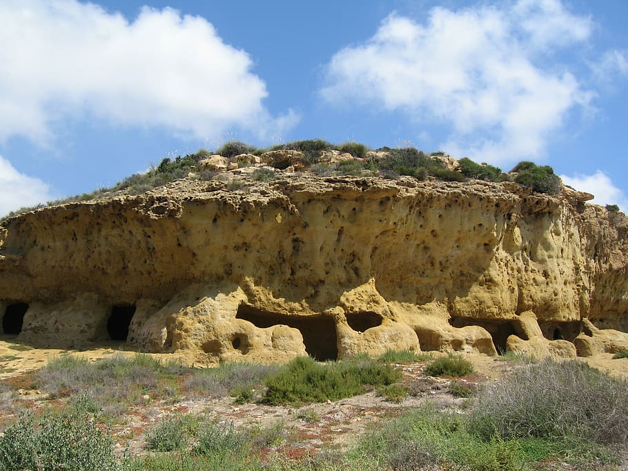 cave, limestone, construction, landscape, spain, nature, mountain HD wallpaper