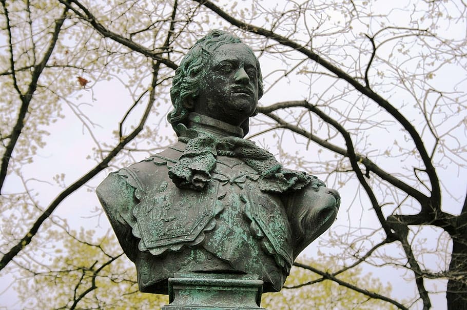 statue, bust, head, monarch, peter l, great, sculpture, art and craft HD wallpaper