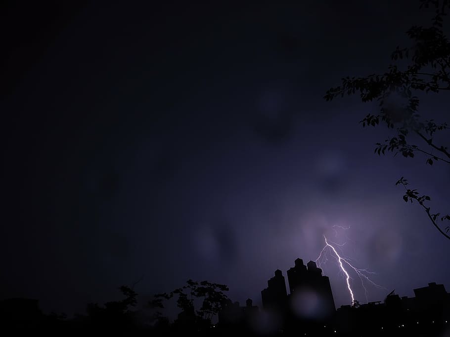 lightning, thunder, sky, power in nature, storm, thunderstorm HD wallpaper