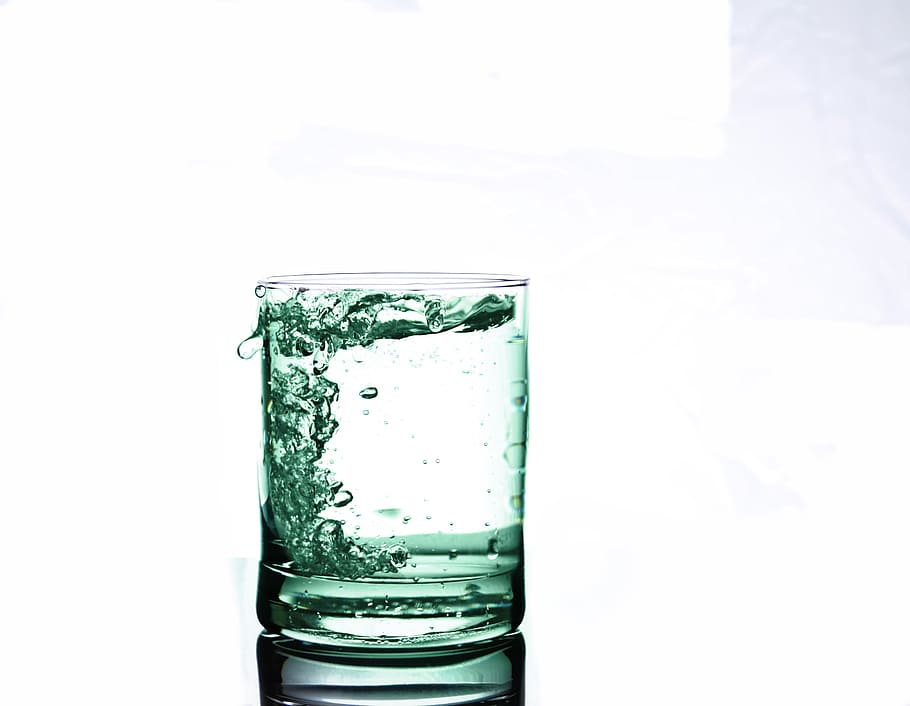 clear drinking glass with full of green liquid in it, water, water glass, HD wallpaper