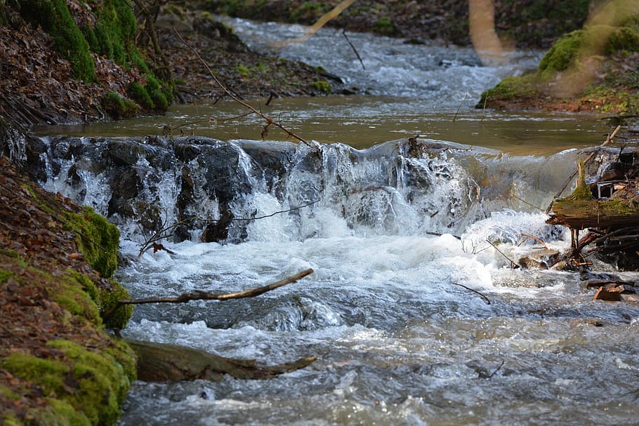 River, Waterfall, Nature, rock - object, no people, outdoors HD wallpaper