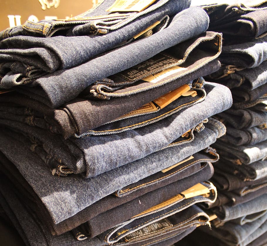 Jeans, Store, Shop, Clothing, blue, fashion, sale, clothes, HD wallpaper