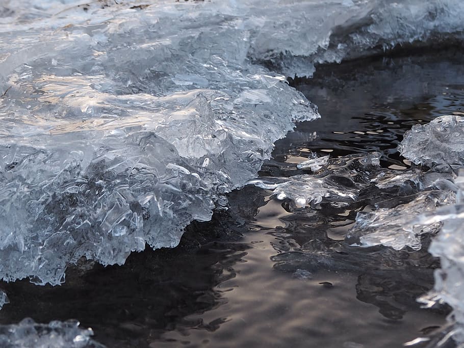 ice, water, crystals, reflection, nature, winter, cold temperature HD wallpaper