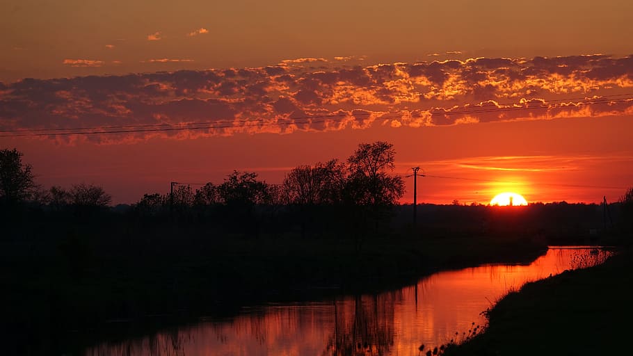sunset, to 19 hours, sky, water, beauty in nature, orange color HD wallpaper