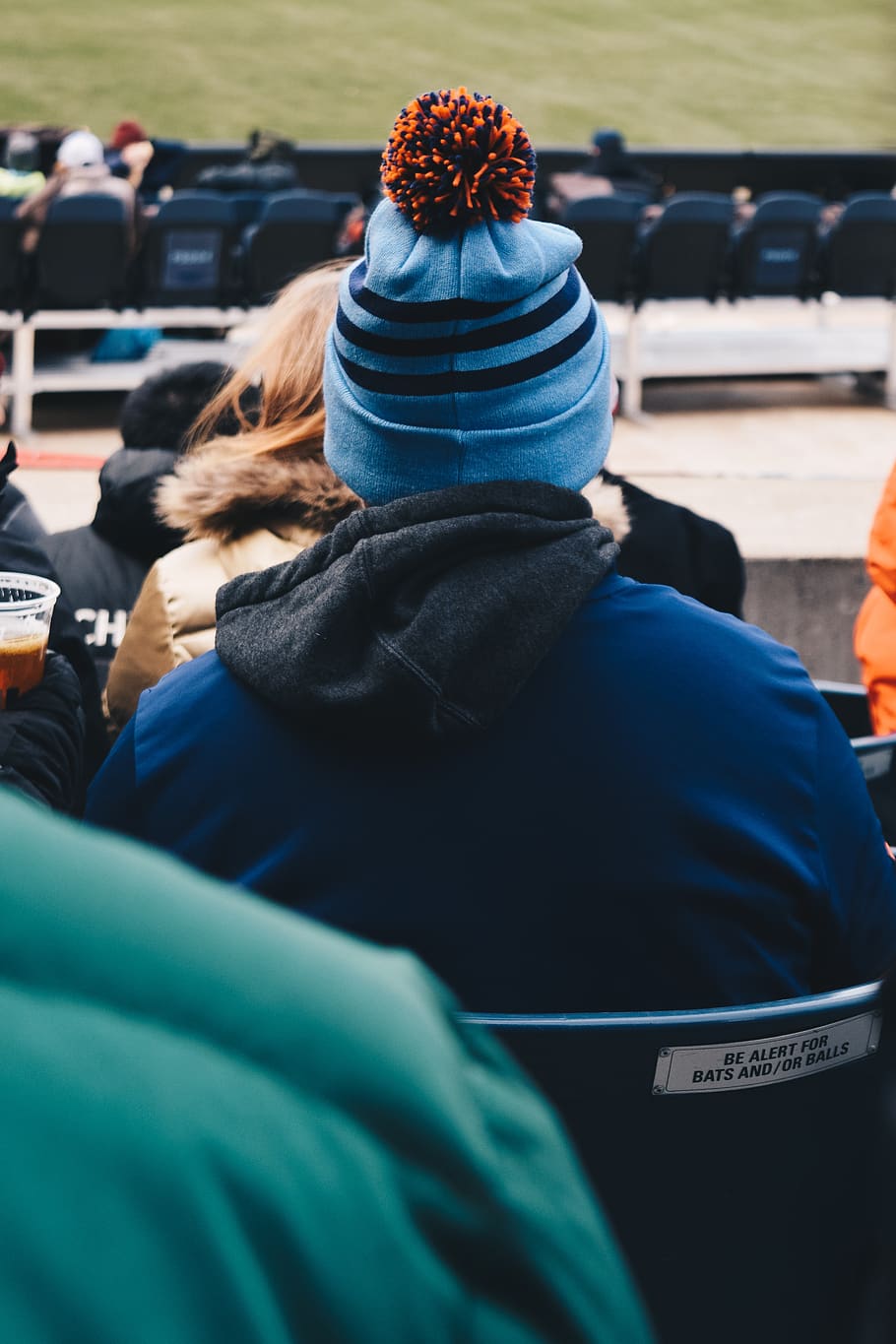 beanie, back, guy, man, people, sitting, chairs, hoodie, jacket, HD wallpaper