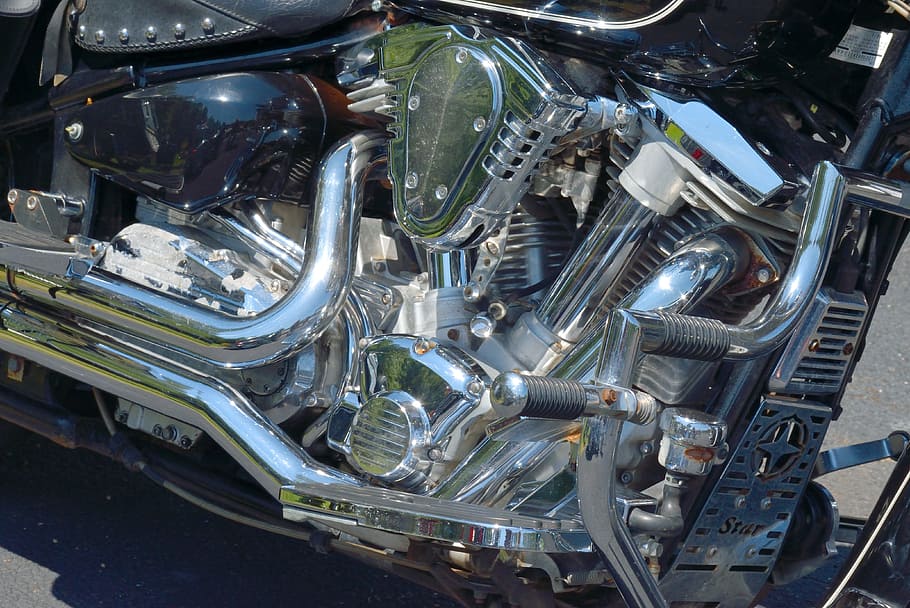 motorcycle engine, chopper, chrome, bike, motorbike, speed HD wallpaper