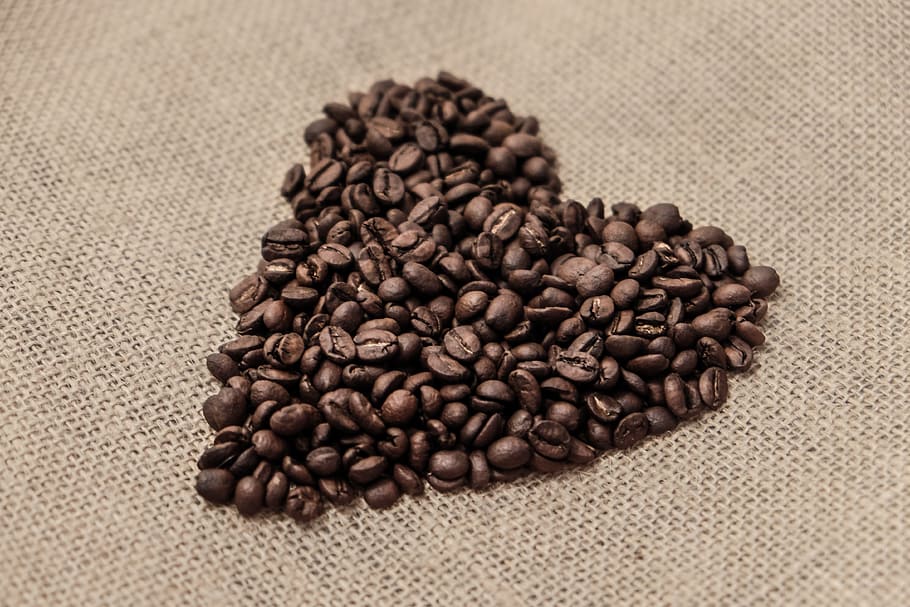 coffee, beans, coffee beans, heart, form, coffee - drink, food and drink HD wallpaper