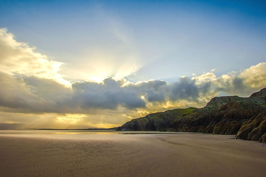 Dawn, Nature, Clouds, Mountain, sea, beach, sunset, cloud - Sky HD wallpaper