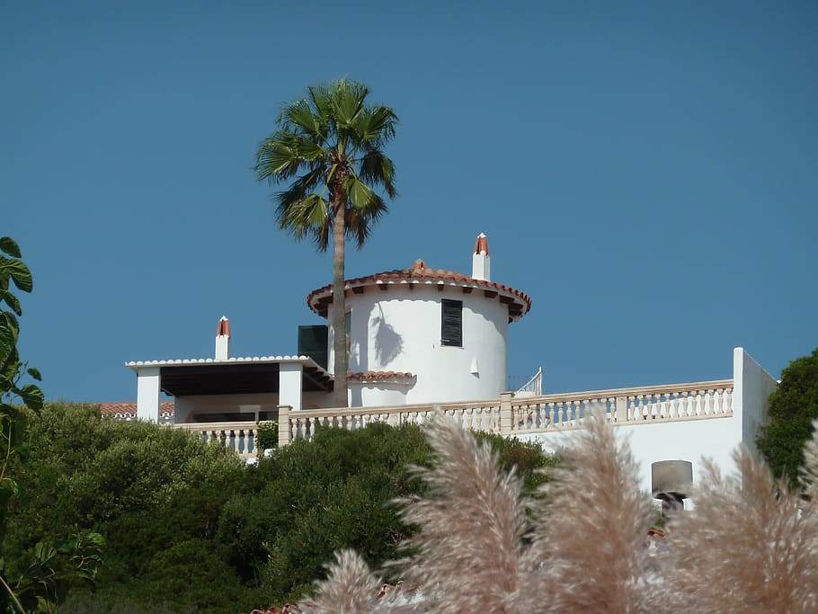 villa, spain, menorca, mediterranean, spanish, building, village HD wallpaper
