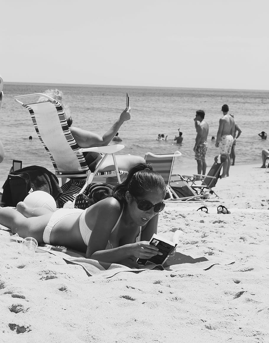 reading, beach, summer, vacation, book, travel, relax, woman HD wallpaper