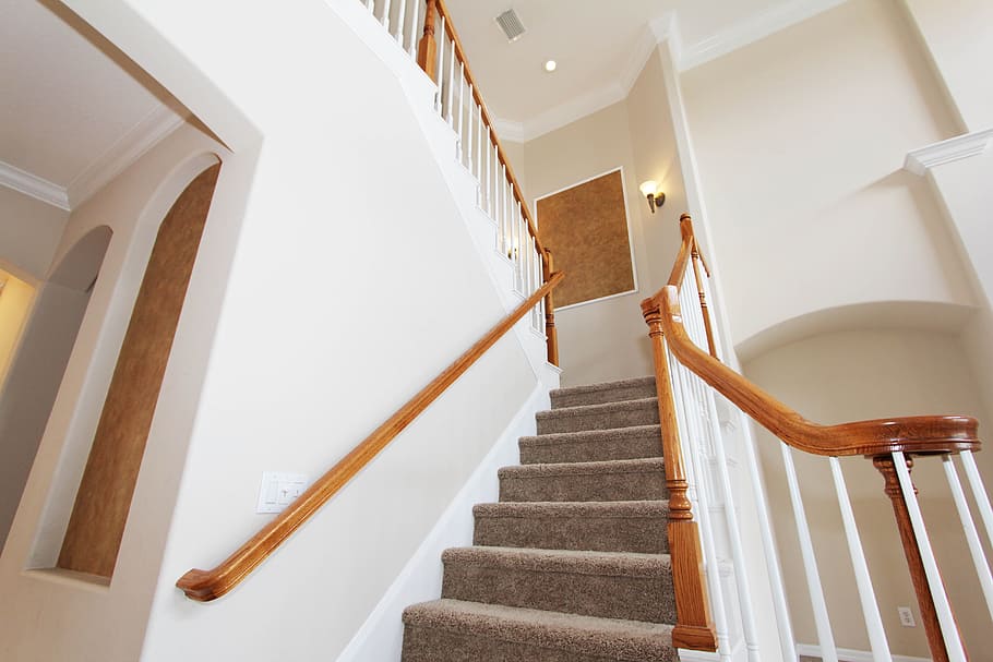 Staircase, House, Interior, carpeted, steps and staircases HD wallpaper