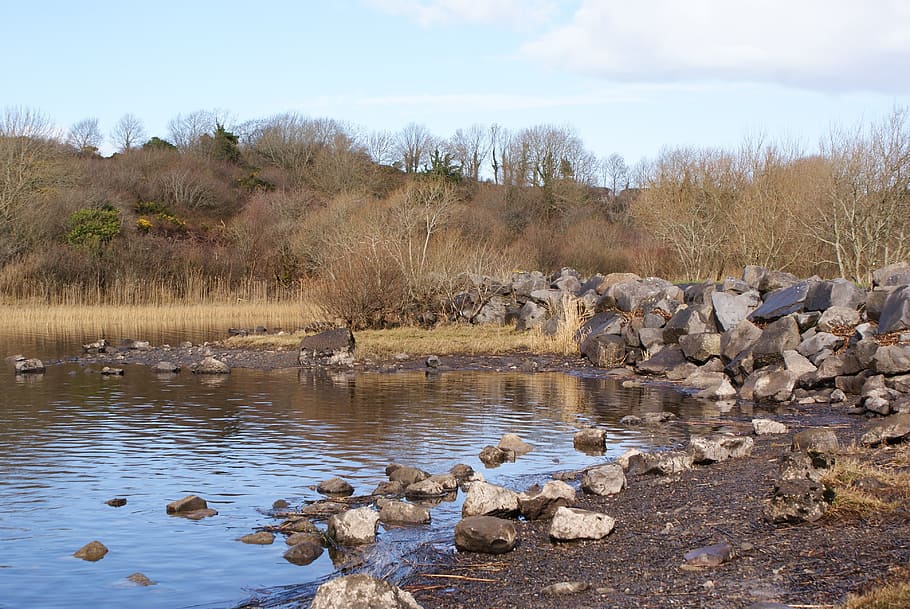 lake, view, landscape, nature, water, ireland, solid, rock HD wallpaper