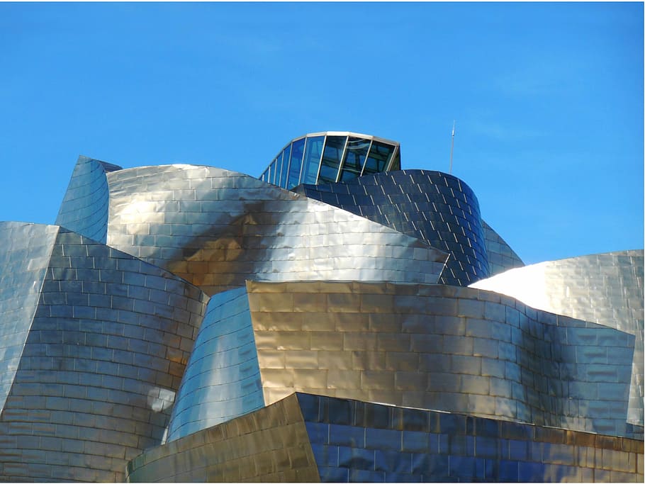 silver architectural building, guggenheim, guggenheim museum, HD wallpaper