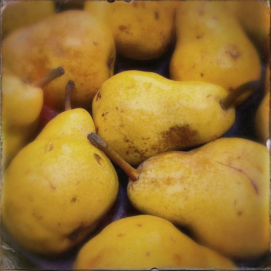 pears, fruit, yellow, food and drink, freshness, healthy eating HD wallpaper