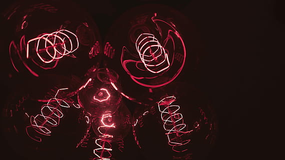 selective color photography of red lights, photo of red and white spiral lighted bulbs illustration HD wallpaper