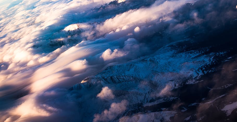 light, bird's eye view, landscape, mountains, cloud, clouds, daylight HD wallpaper
