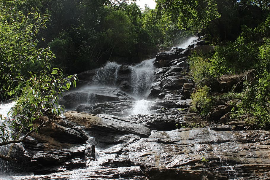 nature photography of running water at daytime, waterfall, river HD wallpaper