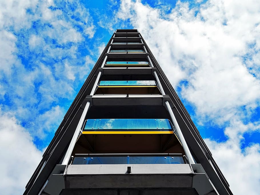 architectural design, architecture, blue sky, building, clouds HD wallpaper