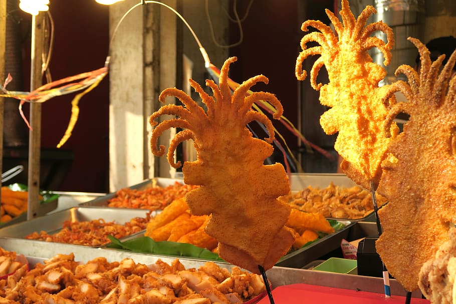 fried, deep-fried, squid, seafood, food and drink, freshness HD wallpaper