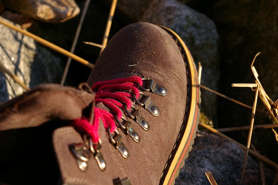 shoe, trekking, eyelets, sole, shoelace, hiking shoes, shoe lace HD wallpaper