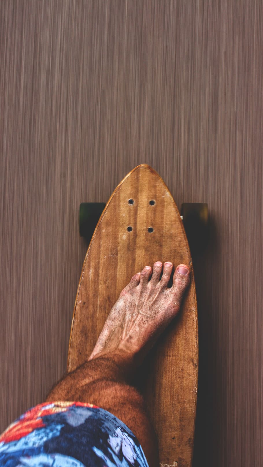 man on brown skateboard, person riding brown wooden longboard HD wallpaper