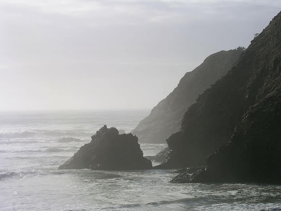body of water under white clouds at daytime, ocean, oregon HD wallpaper