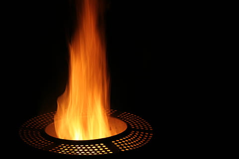 black fire pit, dark, burn, flame, washing machine, campfire HD wallpaper