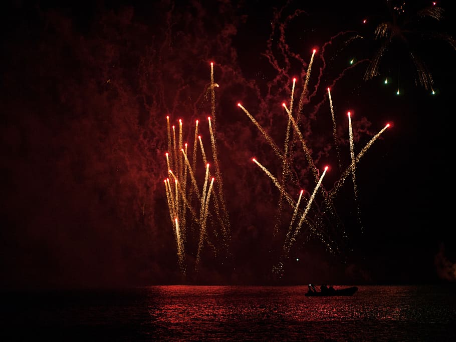 fireworks under black sky, valetta, malta, fireworks festival, HD wallpaper