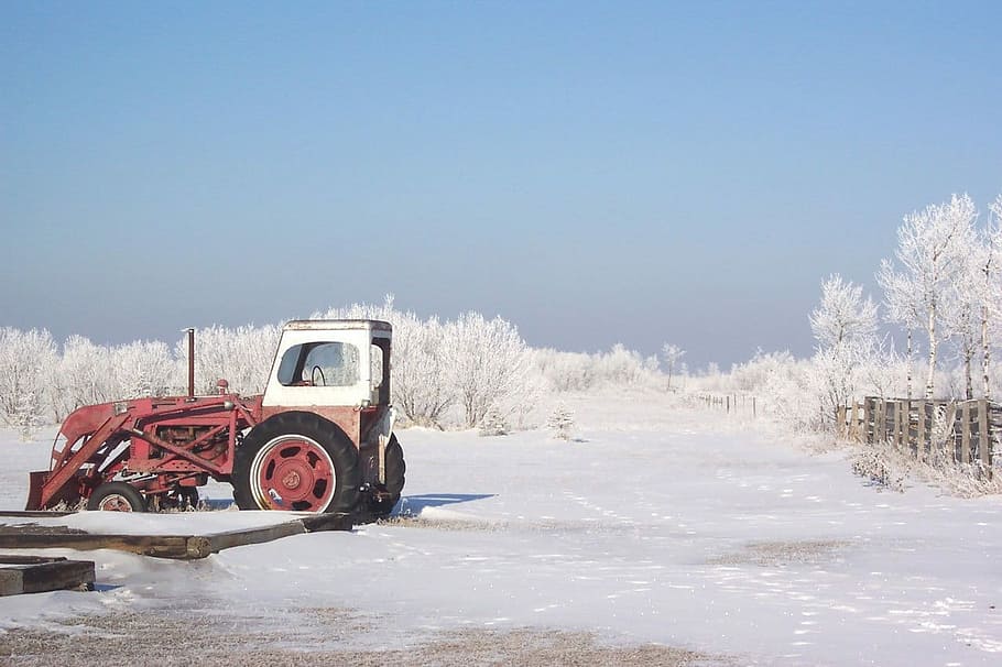 Frost, Ice, Icy, Winter, Snow, Tractor, farm, country, cold HD wallpaper