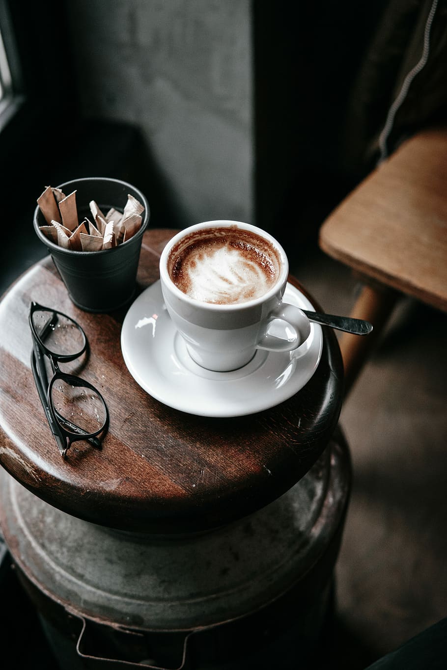 white mug filled with cappuccino, white coffee mug on white saucer HD wallpaper