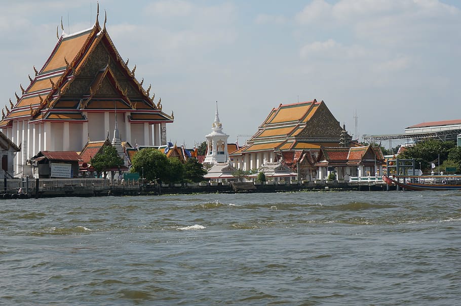 temple, river, thailand, asia, architecture, buddhism, cultures HD wallpaper