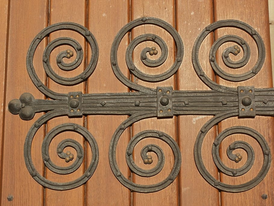decorative, hinges, st sebastian, ketsch, door, metal, old HD wallpaper