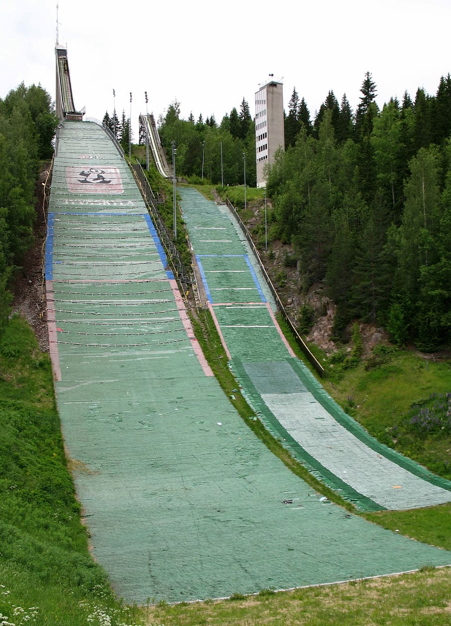 Jyväskylä ski jump in Finland, photos, public domain, nature, HD wallpaper