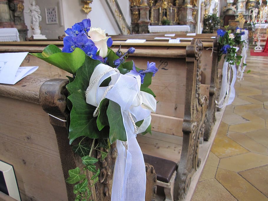 Hd Wallpaper Church Wedding Benches Floral Decorations