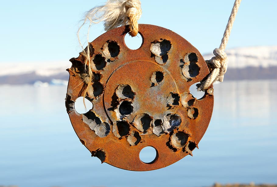 shooting, target, sniping, iron, rust, sky, nature, water, no people HD wallpaper