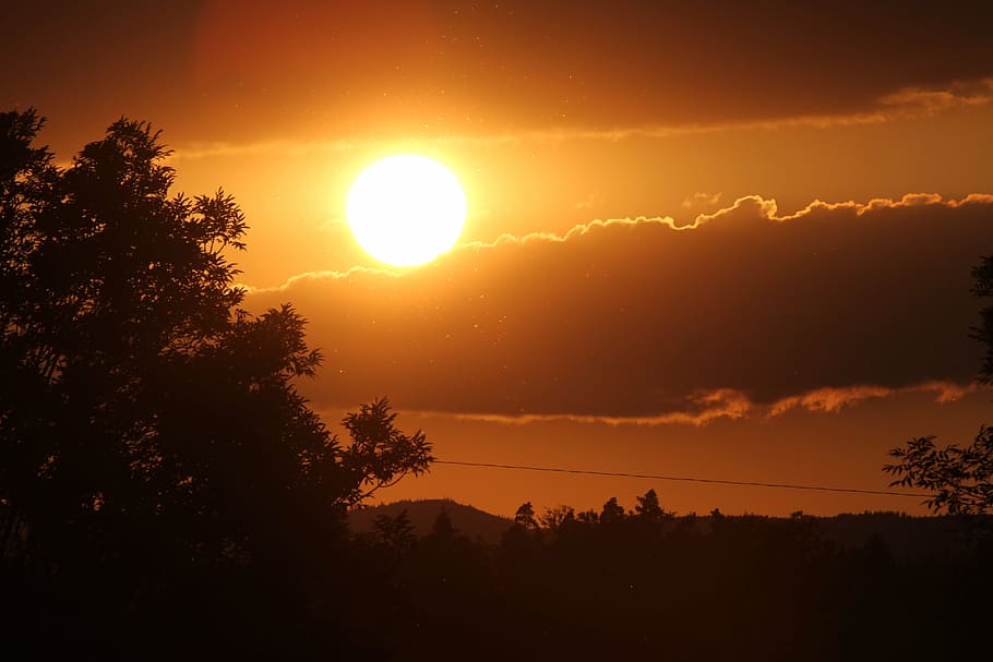 sunset, evening sky, afterglow, abendstimmung, landscape, mood HD wallpaper