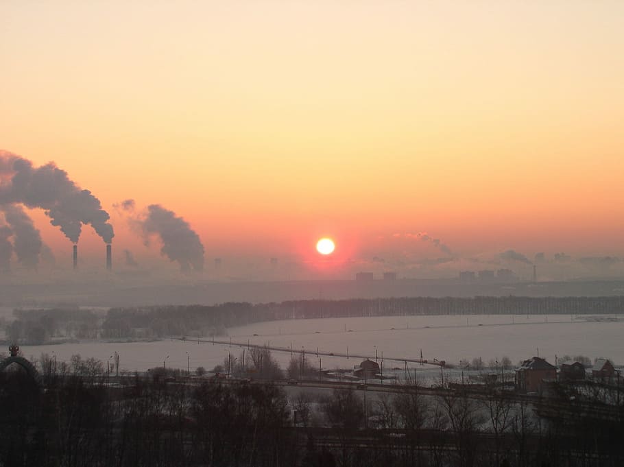 Cold, Winter, Sun, Morning, Factories, season, ice, frozen HD wallpaper