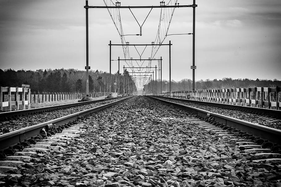 railway line, transport, train, track, railroad track, rail transportation HD wallpaper