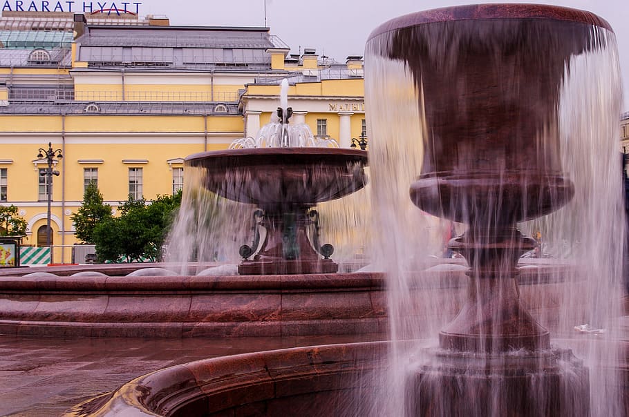 moscow, source, pipes, water dancer, motion, architecture, built structure HD wallpaper