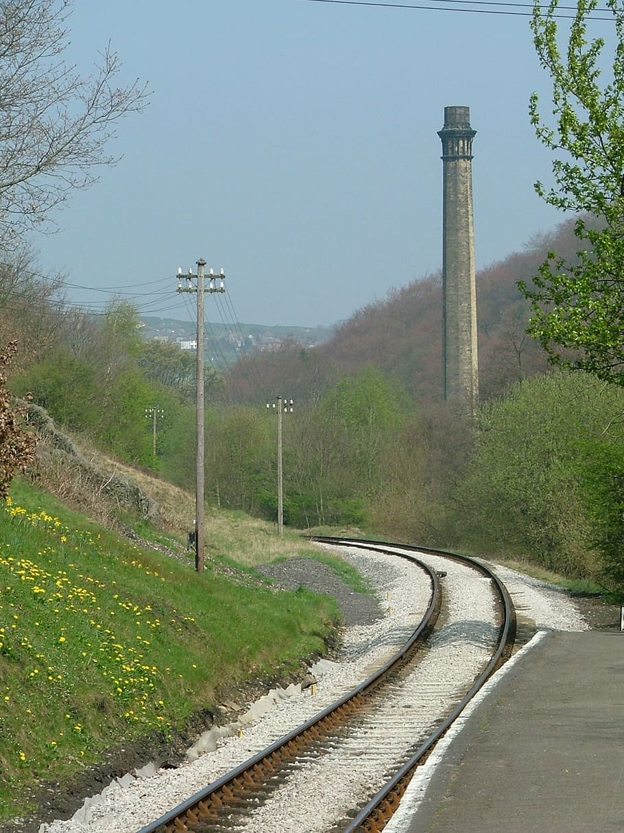 keithley, kwer, railway, track, chimney, heritage railway, gravel HD wallpaper