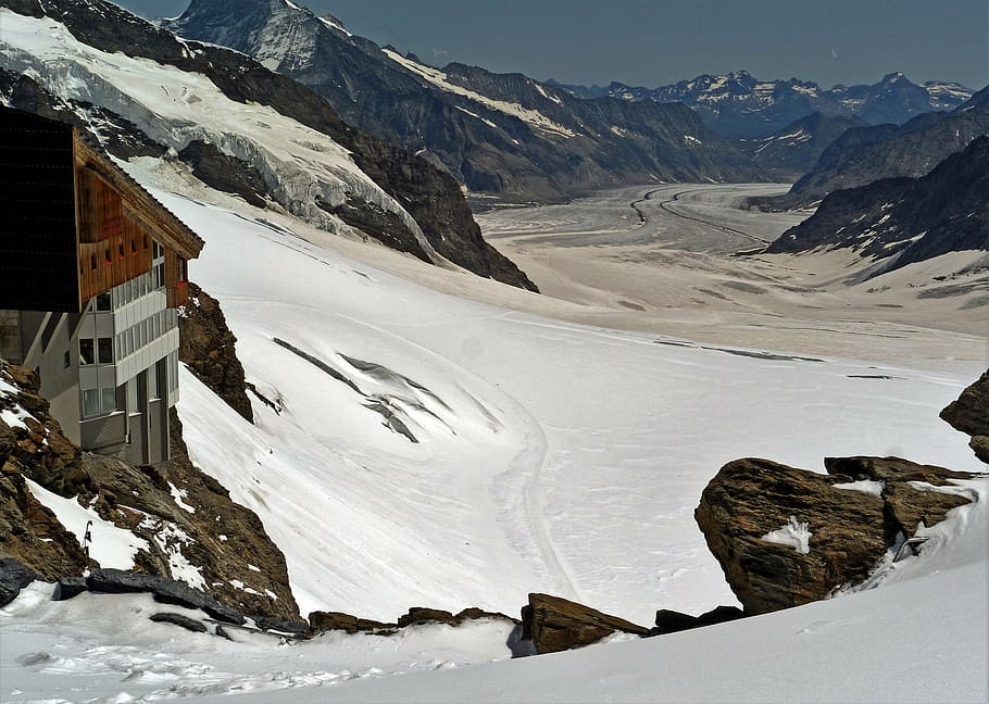 world natural heritage, aletsch glacier, jungfraujoch, switzerland, HD wallpaper