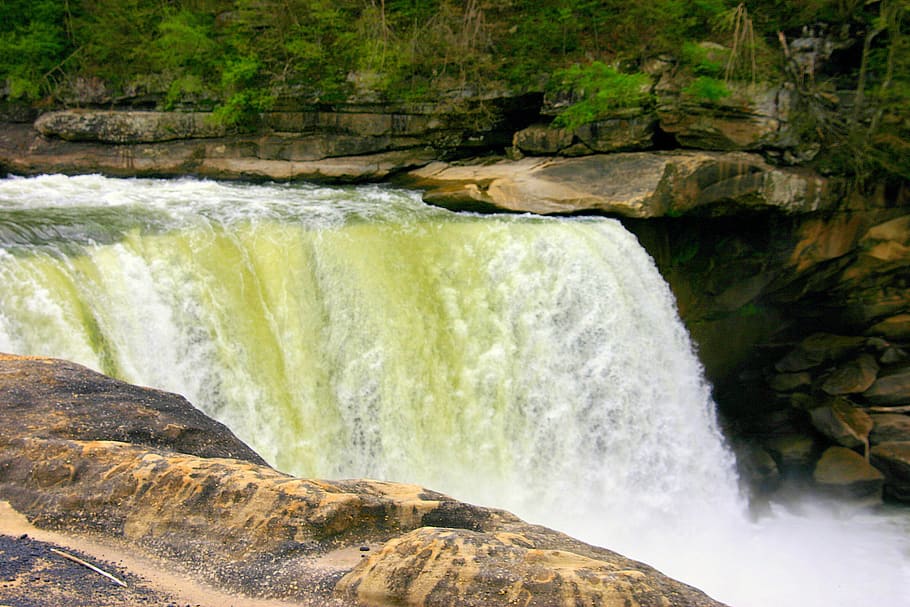 waterfall, river, landscape, natural, outdoors, nature, wet HD wallpaper