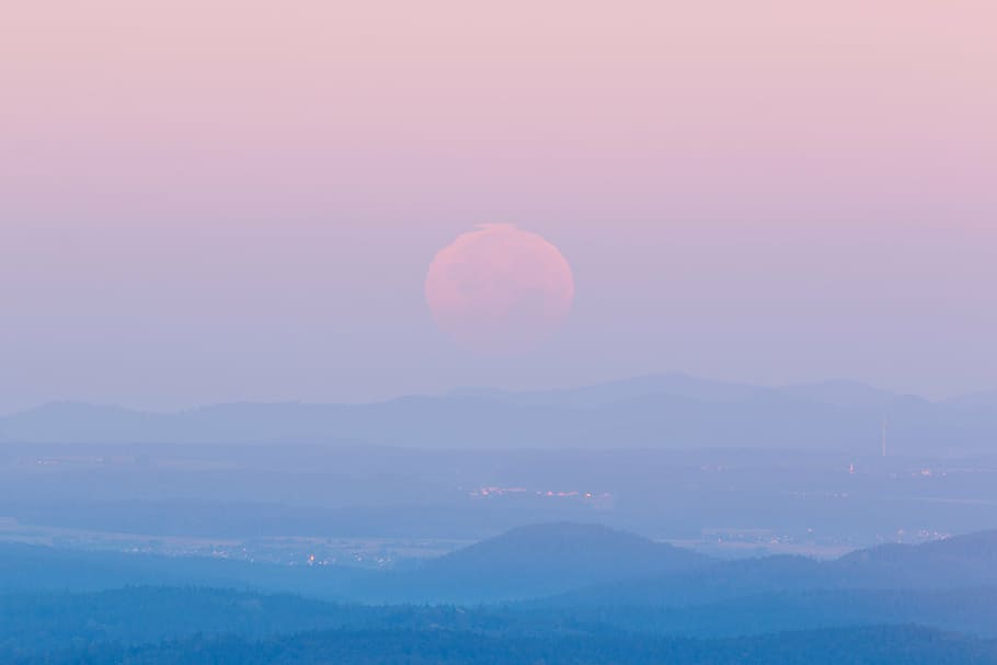 colorful moonset