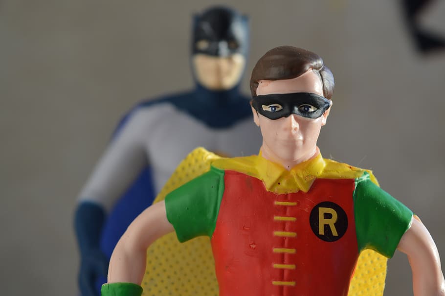robin, batman, superheroes, comic, toys, childhood, action figures, HD wallpaper