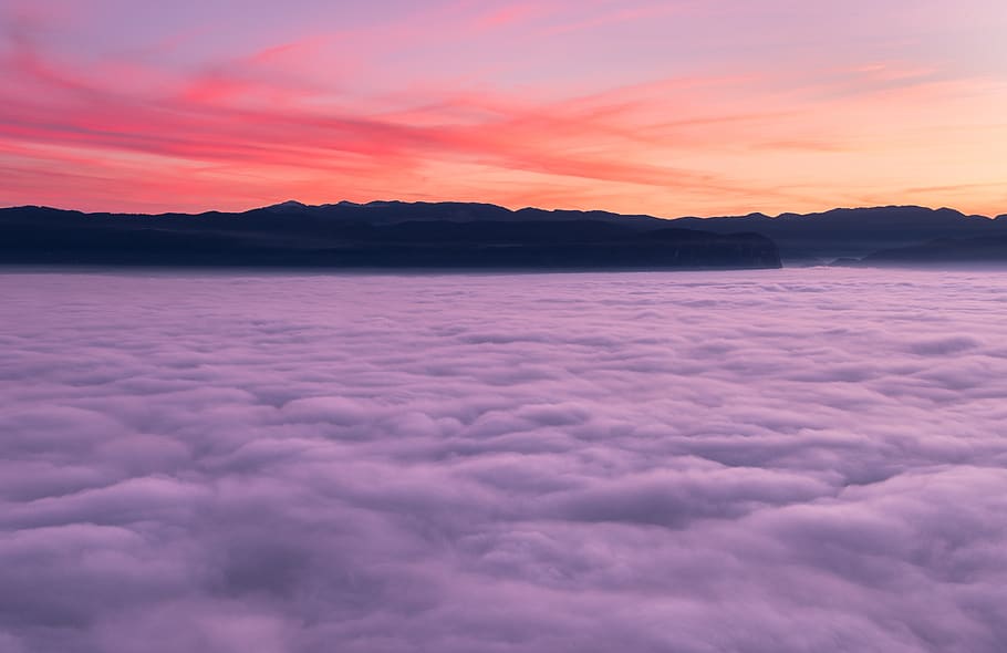 sunset, clouds, sky, mountain, nature, cloud - sky, beauty in nature HD wallpaper